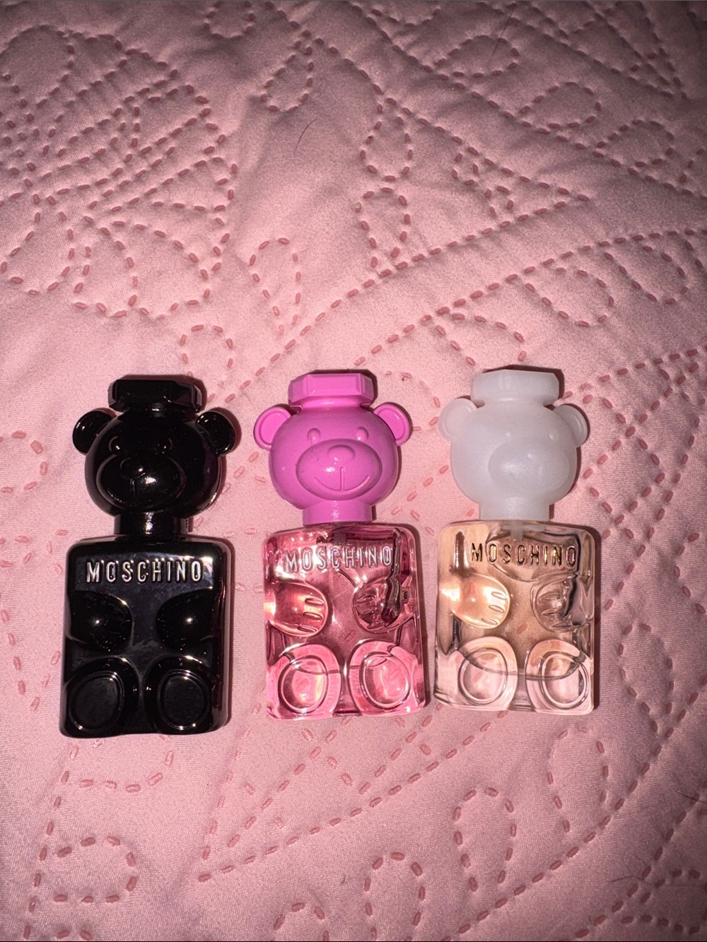 Moschino Bear Bottle Trio - Black, Pink, White
